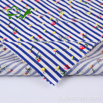 Tessuto reattivo stampato a righe floreali 100% cotone per camicie